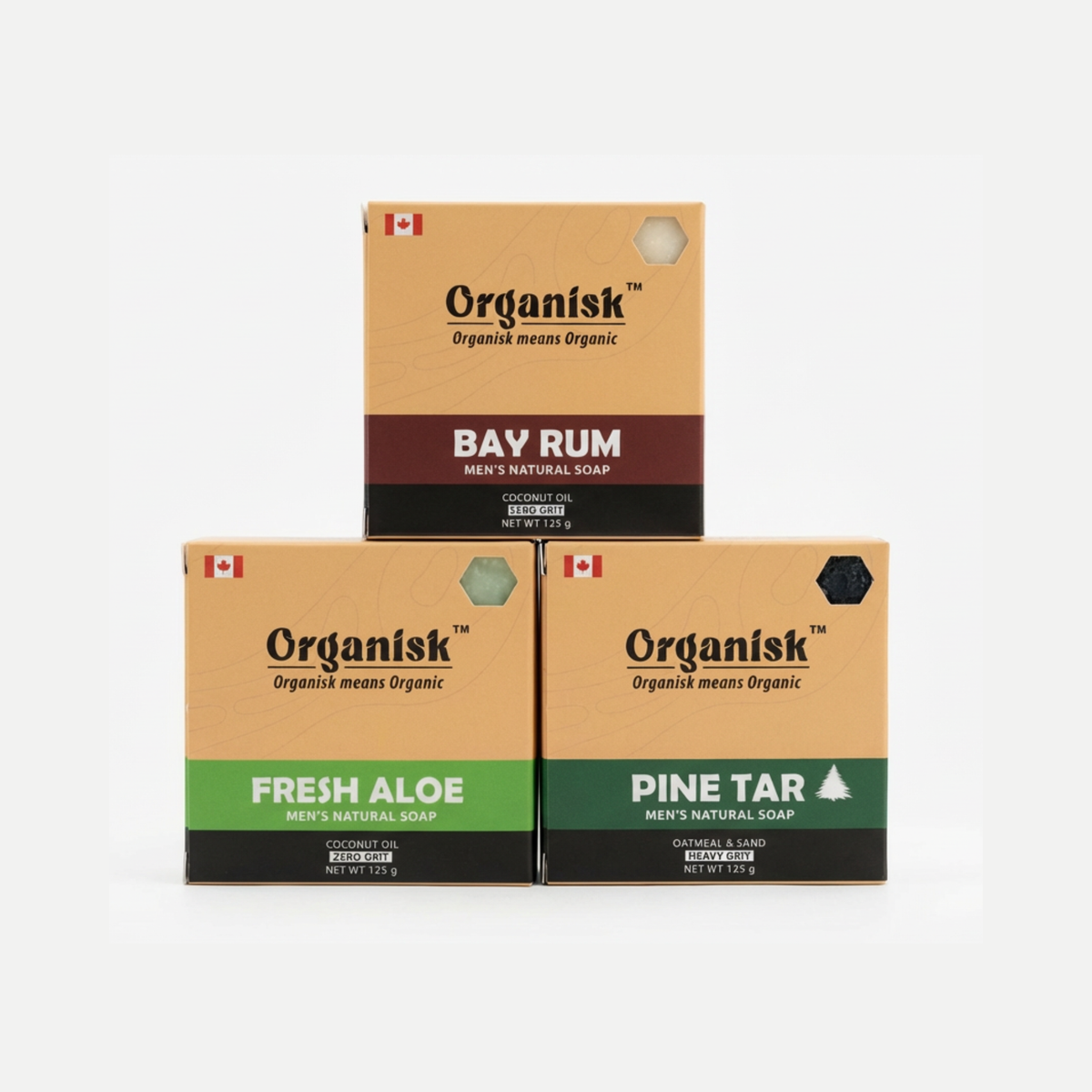 All Natural Men's Bar Soap - Pine Tar, Bay Rum and Fresh Aloe Soap (Variety Pack of 3) Net Weight 3x5oz